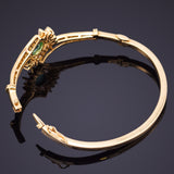 Vintage 18K Yellow Gold Emerald & 1.29 TCW Diamond Hinged Bangle Bracelet