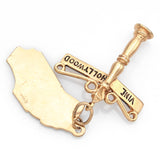 Vintage 14K Yellow Gold Hollywood & Vine California Charm Pendant