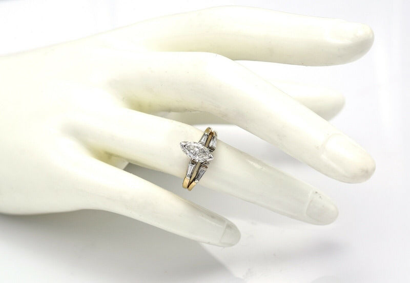 Vintage 14K Yellow Gold 1.15 TCW Diamond Marquise Band Ring