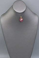 Vintage 14K Yellow Gold Non-Treated Ruby & Diamond Large Cluster Pendant