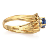 Vintage 14K Yellow Gold 1.09 Ct Sapphire & 0.38 TCW Diamond Band Ring Size 7