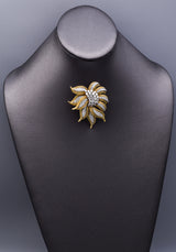 Vintage 18K Yellow Gold & Platinum 6.05TCW Diamond Floral Brooch Pin