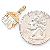 Vintage 18K Yellow & White Gold Openable House Heart Charm Pendant