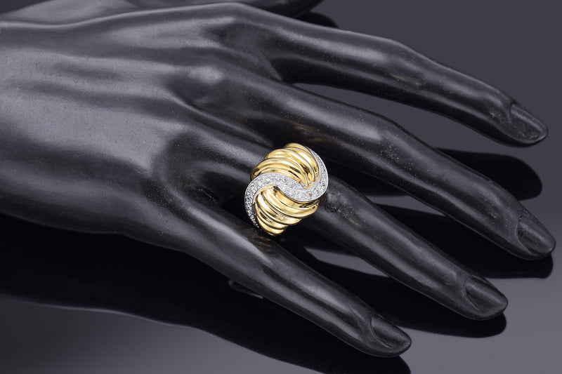 Vintage Designer Signed 14K Yellow Gold 0.66 TCW Diamond Band Ring Size 7.5