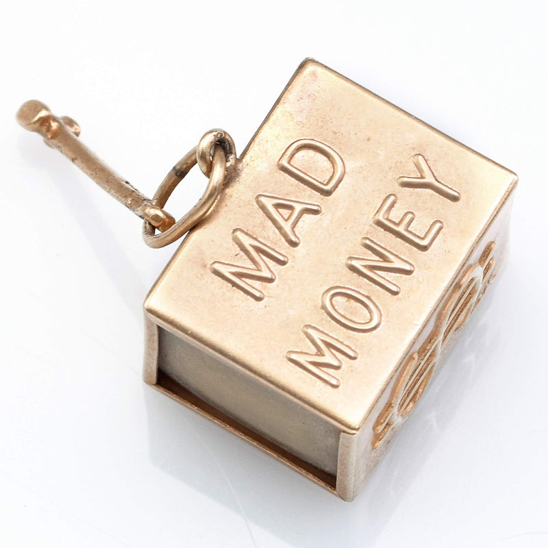 Vintage 14K Yellow Gold Mad Money Cube Charm Pendant