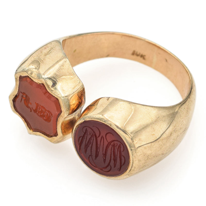 Antique 18K Yellow Gold Carnelian Intaglio Wrap Ring