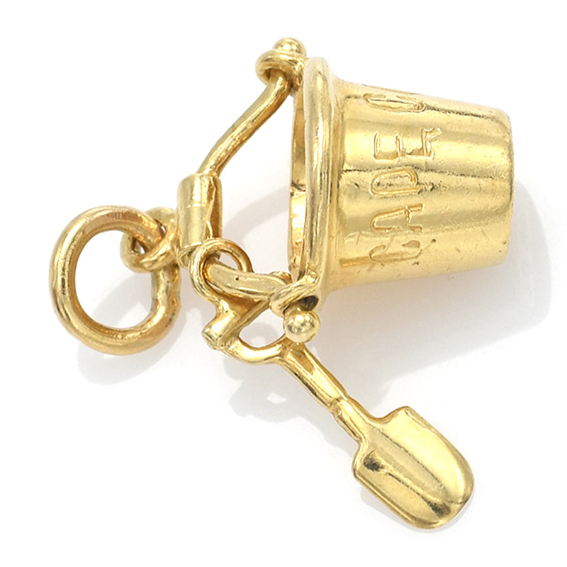Vintage 14K Yellow Gold Cape Cod Beach Bucket Shovel Charm Pendant