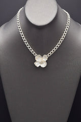 Custom Tiffany & Co. Sterling Silver Dogwood Flower Pendant Necklace + Pouch