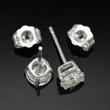 Vintage 14K White Gold 0.94 TCW Diamond Round Solitaire Stud Earrings