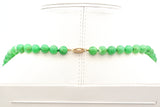 Vintage 14K Yellow Gold Apple Green Chrysoprase Long Beaded Strand Necklace 34"