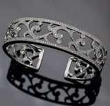 Leslie Greene 18K White Gold 1.20 TCW Diamond Hinged Cuff Bracelet