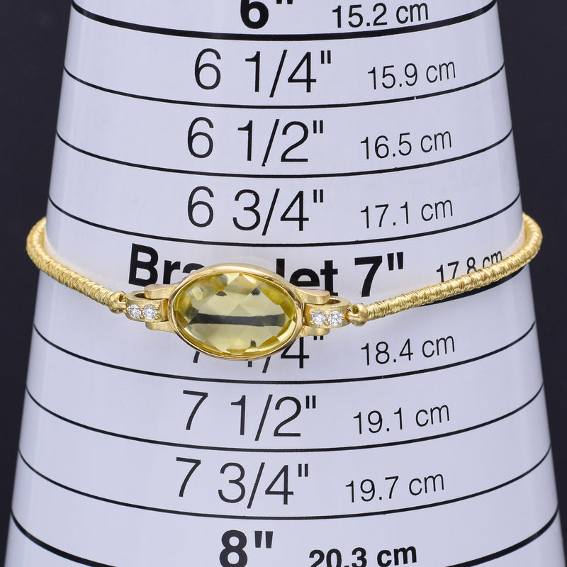 Paul Morelli 18K Gold Lemon Quartz & Diamond Bracelet 8.5 Grams 7 Inches