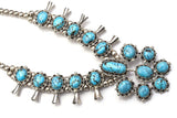 Vintage Sterling Silver Turquoise Southwestern Squash Blossom Necklace