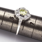 GIA Certified Platinum 0.55 Ct Fancy Light Greenish Yellow Diamond Band Ring
