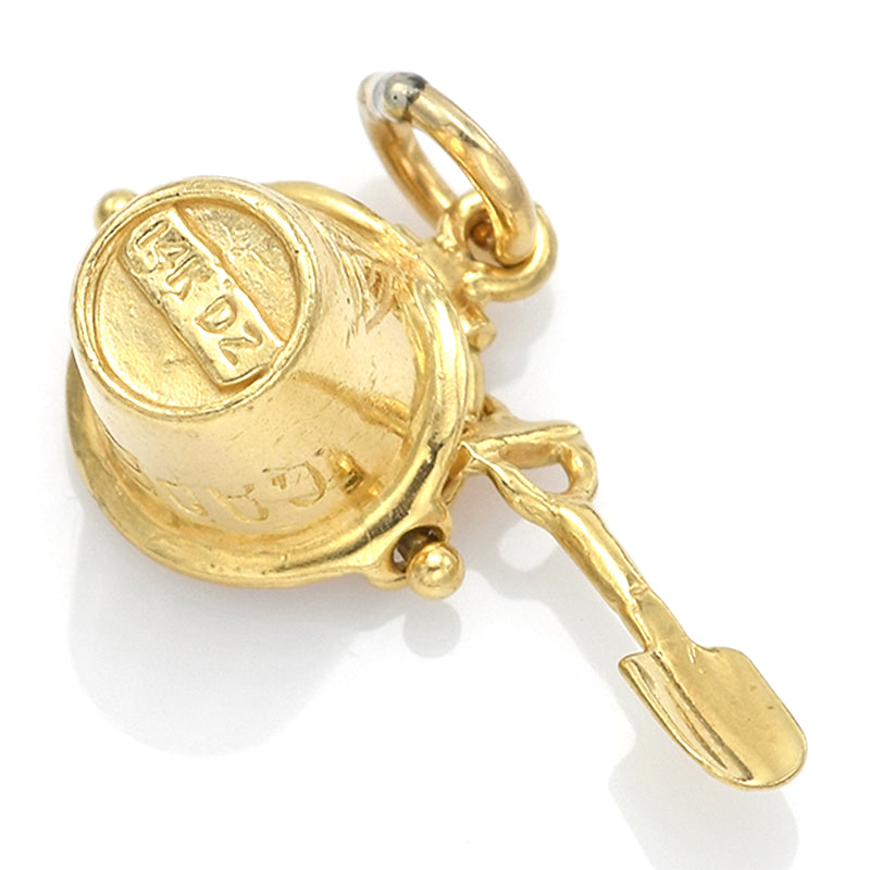 Vintage 14K Yellow Gold Cape Cod Beach Bucket Shovel Charm Pendant
