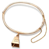 Antique 14K Yellow Gold Bell Hinged Bangle Bracelet