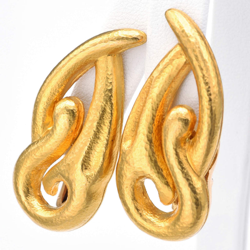 Lalaounis Vintage 18K Yellow Gold Greece Clip On Earrings
