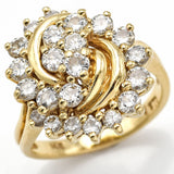 Vintage 14K Yellow Gold 1.83 TCW Diamond Cluster Cocktail Ring