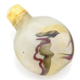 Antique Chinese White & Brown Peking Glass & Jade Cap Snuff Bottle 40.7 Grams