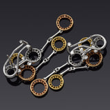 Estate 18K Multi-Tone Gold 1.90 TCW Diamond Circle Omega-Back Drop Earrings