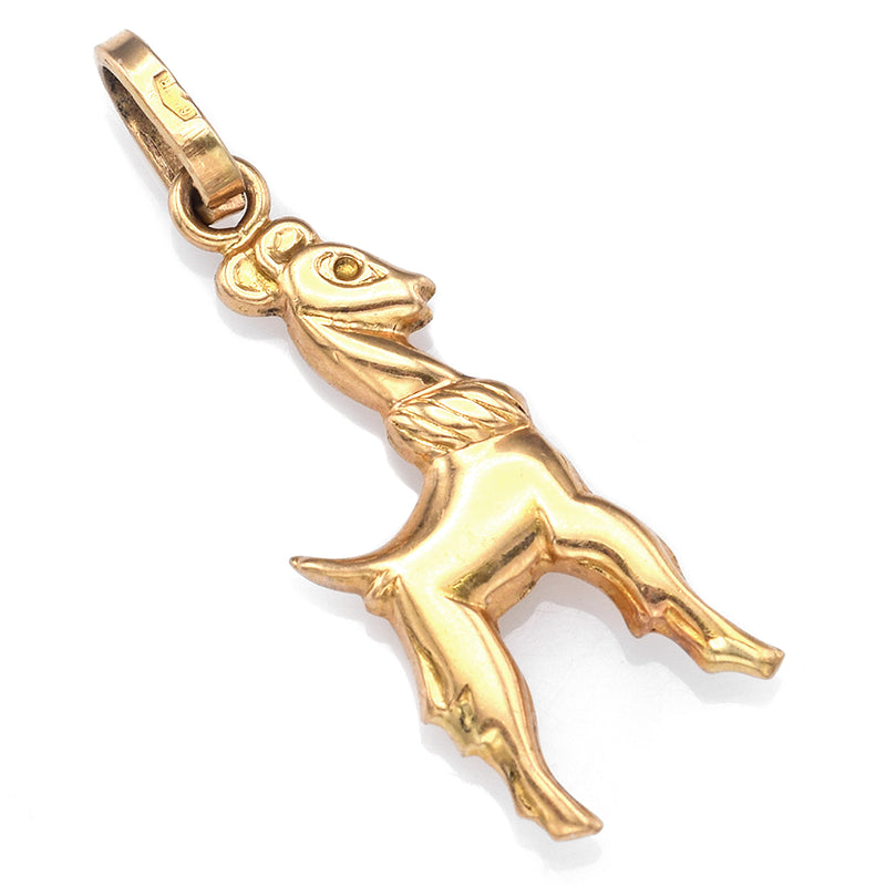 Vintage 18K Yellow Gold Deer Animal Charm Pendant