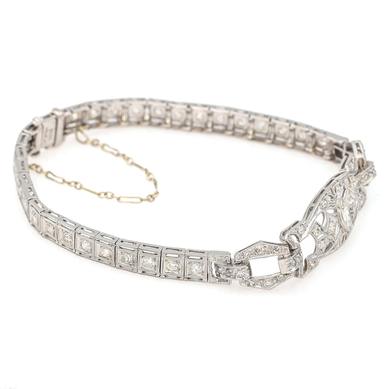 Antique Platinum 1.81 TCW Diamond Art Deco Tennis Bracelet