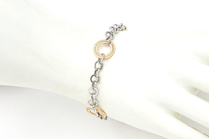 Pianegonda Italy Sterling Silver & 18K Gold Lovesick Anchor Link Bracelet