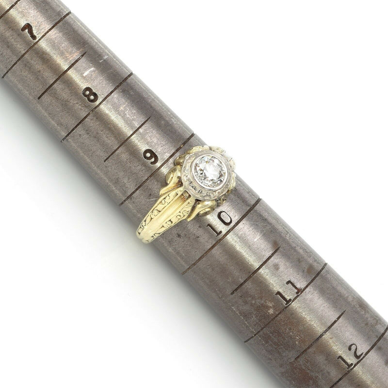 Antique 14K Gold 0.93 Carat Old Euro Diamond Art Deco Band Ring 6.7 Grams Sz 9.5