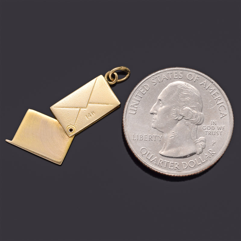 Vintage 14K Yellow Gold I Love You Western Union Telegram Charm Pendant
