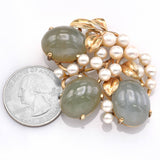 Ming's 14K Yellow Gold 48.99 TCW Green Jade & Sea Pearl Leaf Brooch Pin