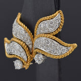 Vintage Platinum & 18K Gold 2.31 TCW Diamond Floral Clip on Earrings