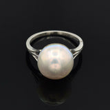 Vintage 14K White Gold Mabe Pearl Band Ring