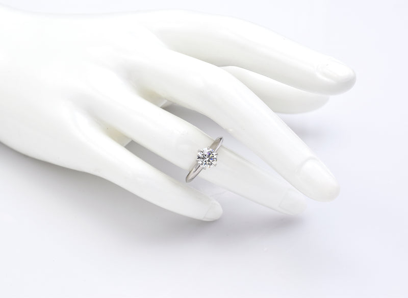 Tiffany & Co Certified Platinum 1.02 Ct Diamond Round Solitaire Band Ring