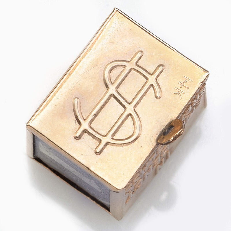 Vintage 14K Yellow Gold Mad Money Cube Charm Pendant