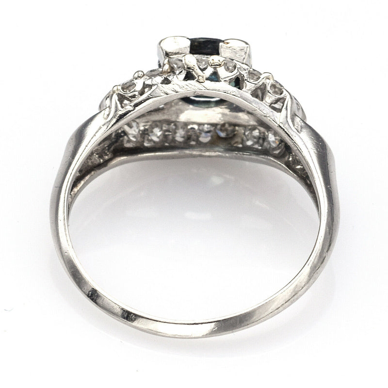 Vintage Platinum Sapphire & 0.52 TCW Diamond Band Ring