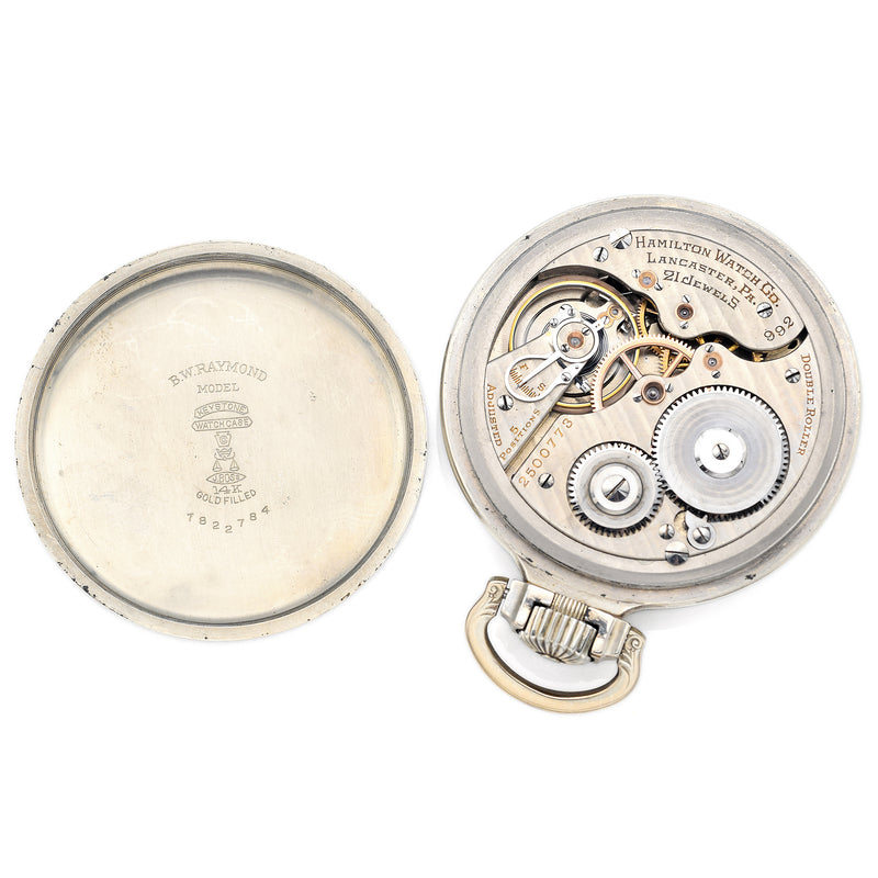 Antique Hamilton 992 14K Gold Filled Railroad 21 Jewel Pocket Watch 51.5 mm