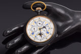 Antique Swiss Triple Calendar Moon Phase Pocket Watch Acier Garanti
