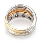 Vintage 14K White & Yellow Gold Diamond Soldered Band Ring Set
