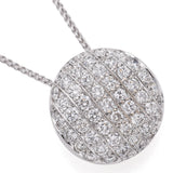 Estate 18K White Gold 3.06 TCW Diamond Circle Pendant Slider Necklace