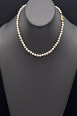 Mikimoto 18K Gold Pinkish White Cultured Pearl Beaded Strand Necklace Box Paper