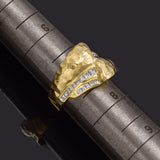 Vintage Platinum & 18K Yellow Gold 0.65 TCW Diamond Hammered Band Ring G/H VS