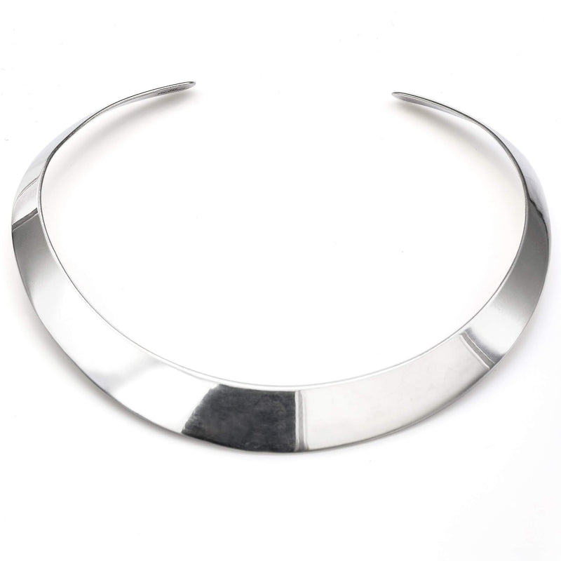 Vintage Sterling Silver Flat Collar Choker Necklace