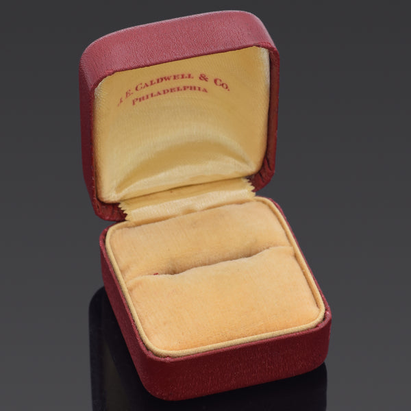 Vintage J.E. Caldwell & Co. Philadelphia Red Ring Box with Velvet Lining