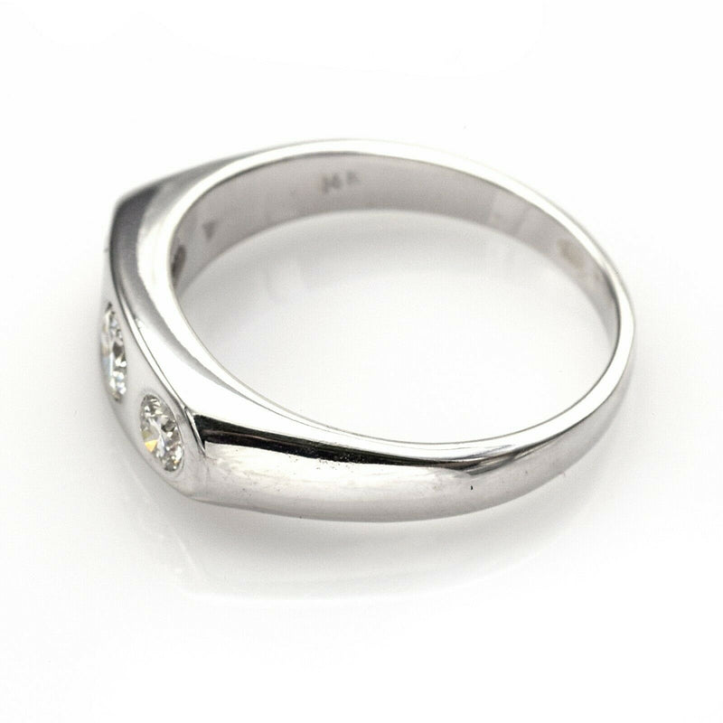 Vintage 14K White Gold 0.78 TCW Diamond Three-Stone Band Ring G/H