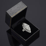 Antique 18K White Gold 2.17 TCW Diamond Art Deco Cocktail Ring +Box 6.9G Sz 6.25