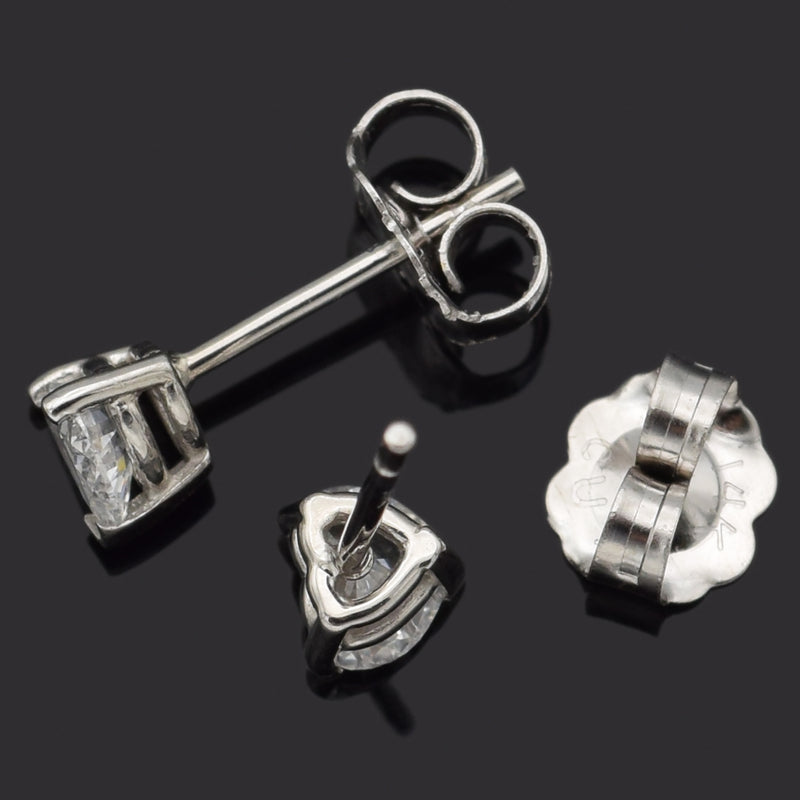 14K White Gold 0.50 TCW Diamond Heart Stud Earrings 4.5 x 4.3 mm