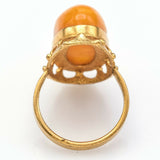 Vintage Russian Egg Yolk Amber Oval Cocktail Ring