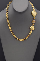 Vintage 18K Yellow Gold Heart, Sun & Star Diamond Cable Necklace