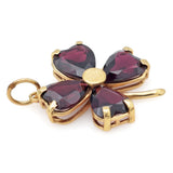 Vintage 14K Yellow Gold Garnet Clover Pendant