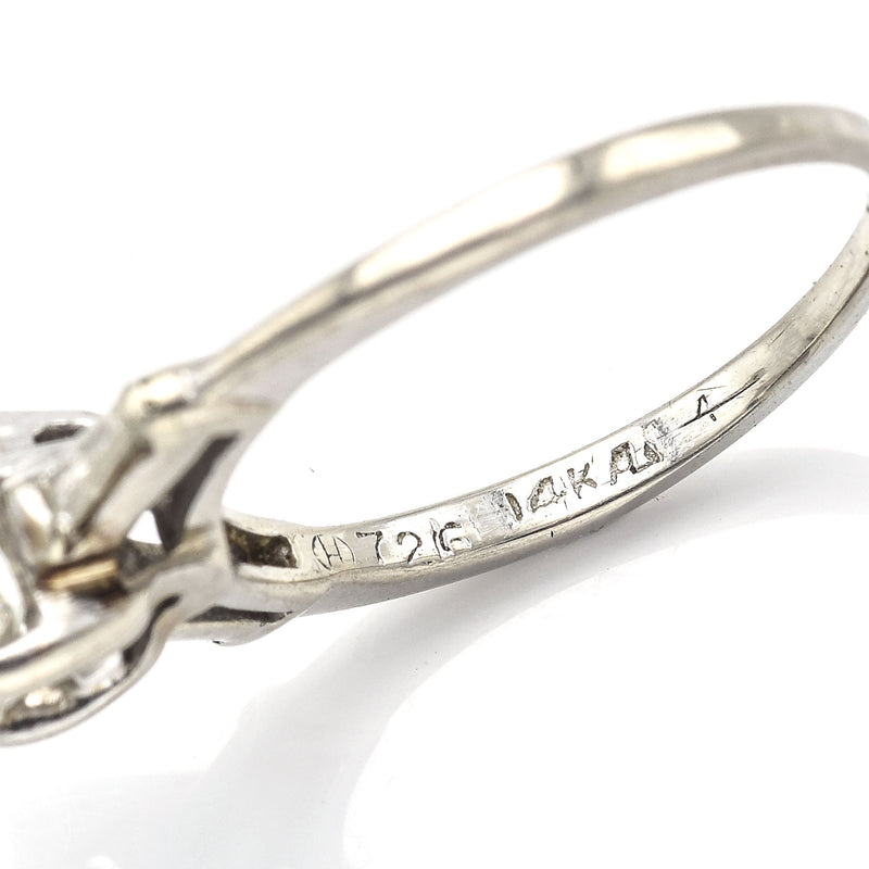 Vintage 14K White Gold 0.63 Ct Diamond Three-Stone Band Ring